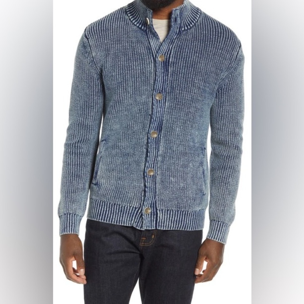 PETER MILLAR Seaside 100% Cotton Cardigan Washed Indigo
Size XL